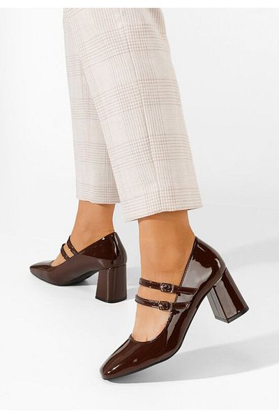 B T Shoes Pantofi Cu Toc Gros Zerena Maro