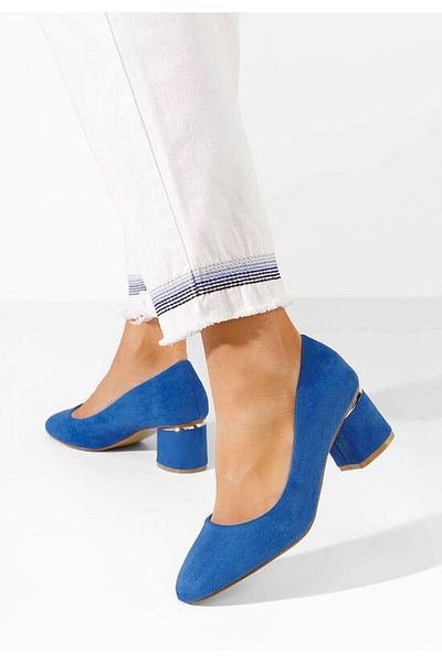 B T Shoes Pantofi Cu Toc Gros Cabrilia Albastri
