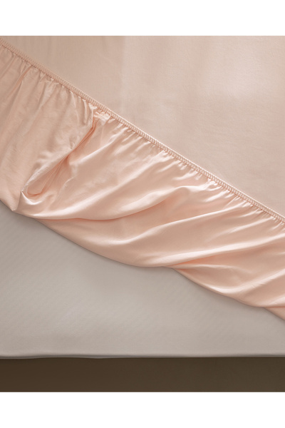 Madame Coco Ciel Double 100% Cotton Elastic Satin Bed Sheet - Light Powder