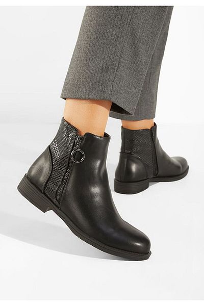 B T Shoes Ghete dama negre Derena