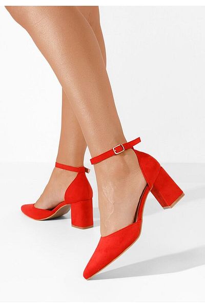 B T Shoes Alivila V2 Red Chunky Heel Shoes