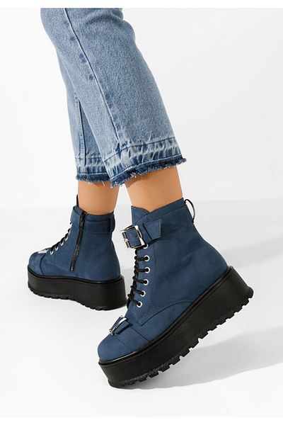 B T Shoes Ghete dama piele Astrid V2 albastre