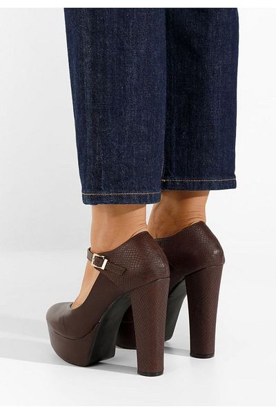 B T Shoes Pantofi Cu Toc Gros Si Platforma Nala Grena