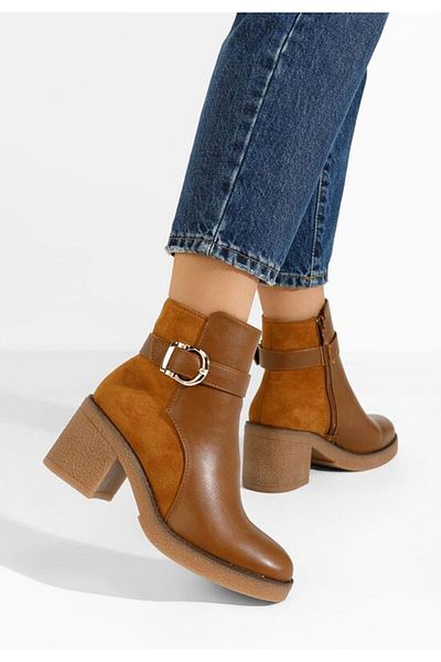 B T Shoes Ghete cu toc Hasina camel
