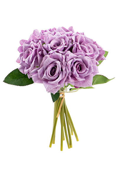 Yapay Çiçek Deposu 10lu Lüx Gul Demeti 25 cm Lila