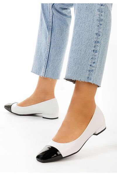 B T Shoes White Erias Low Heel Shoes
