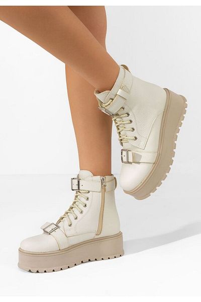 B T Shoes Astrid V5 beige platform boots
