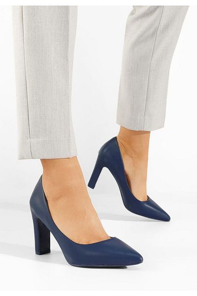 B T Shoes Pantofi Cu Toc Gros Eleganti Devina V3 Navy