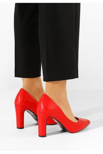 B T Shoes Devina V3 Red Elegant Chunky Heel Shoes