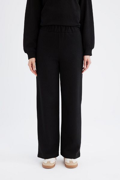 DeFacto Thessaloniki Fabric - Relax Fit fekete kötöttáru nadrág B4311AX24WN