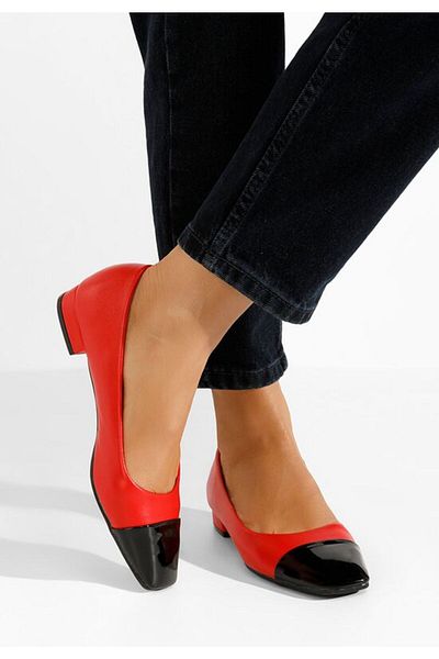 B T Shoes Red Erias Low Heel Shoes