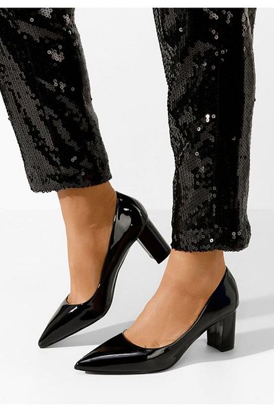 B T Shoes Pantofi Cu Toc Lacuiti Negri Danza