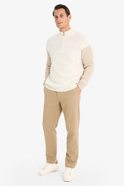 DeFacto Relax Fit Color-Blocking Stand Collar Half Zip Knitwear Sweater Y0623Az24Au