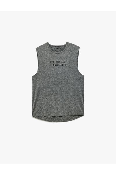 Koton Crew Neck Printed Oversize Sleeveless Athlete Tank Top