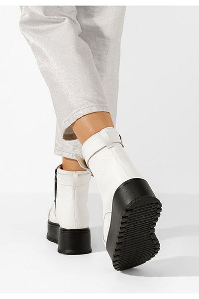 B T Shoes Astrid white platform boots