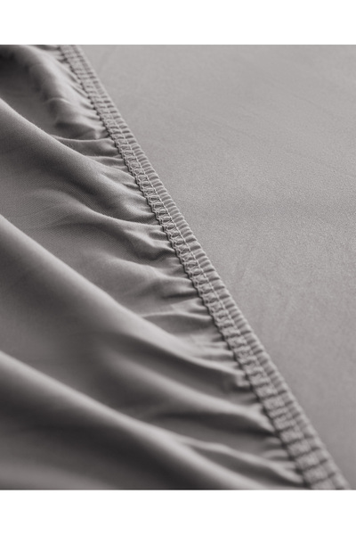 Madame Coco Ciel Double 100% Cotton Elastic Satin Bed Sheet - Gray