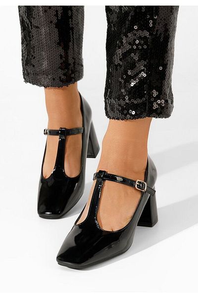 B T Shoes Pantofi cu toc gros Mevana negri