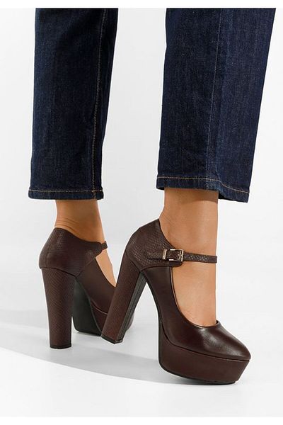 B T Shoes Pantofi Cu Toc Gros Si Platforma Nala Grena