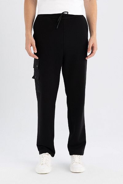 DeFacto Μαύρο φούτερ Relax Fit με τσέπες Cargo Straight Leg 25k 801004863
