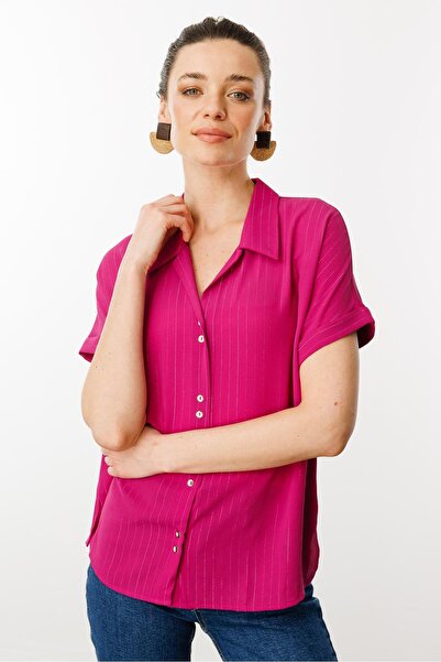 Desen Triko Füzya Cream Fabric Glitter Women's Shirt