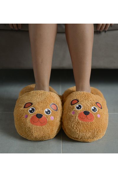 Özgüner Oyuncak Animal Patterned Plush Slippers - Indoor Slippers