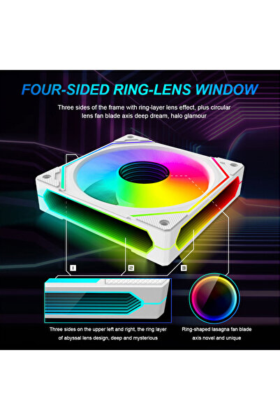 Generic مروحة تبريد علبة الكمبيوتر مقاس 120 مم، مروحة كمبيوتر صامتة ARGB 5 فولت 3 دبابيس و4 دبابيس PWM