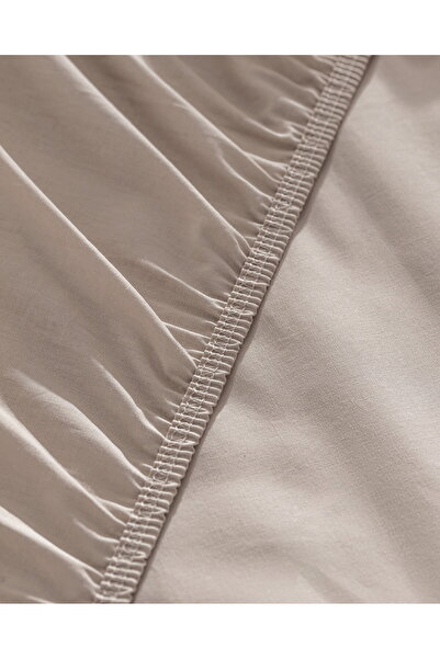 Madame Coco Manon Ranforce Spannbettlaken, 100 % Baumwolle, Kingsize, Dunkelbeige