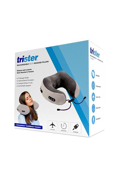 trister Cordless Neck Massage Pillow With Soft Memory Foam -Battery Powered : TS-593NM