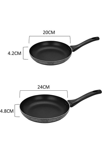 Auroware Non Stick Twin Pack 20cm/24cm Black Pressed Aluminium Three Layer Coating Long lasting