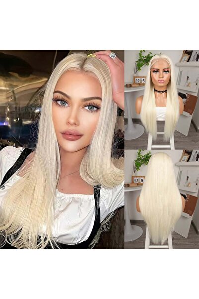 Afrodit Giyim شعر مستعار من الألياف الاصطناعية البلاتينية المستقيمة من التول