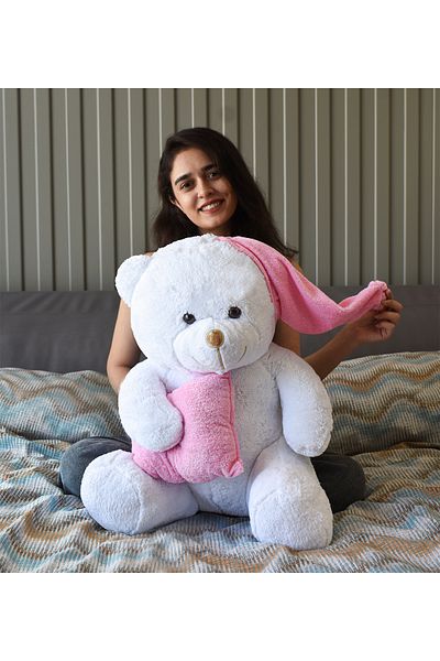 Özgüner Oyuncak 80 cm Plush Sleepy Bear with Pillow in Hand