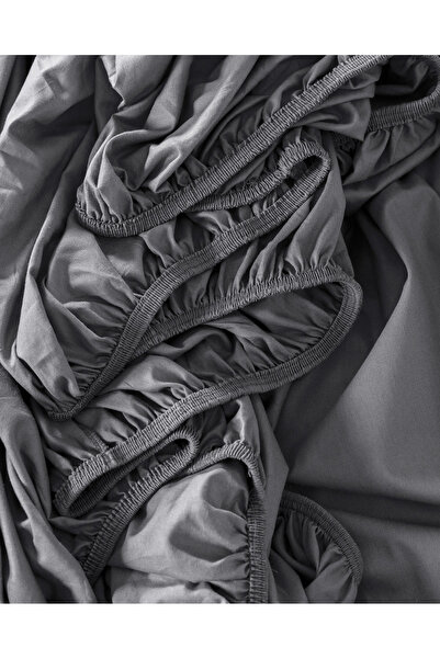 Madame Coco Eloise Spannbettlaken-Set, 100 % Baumwolle, Ranforce, für Doppelbett, Anthrazit