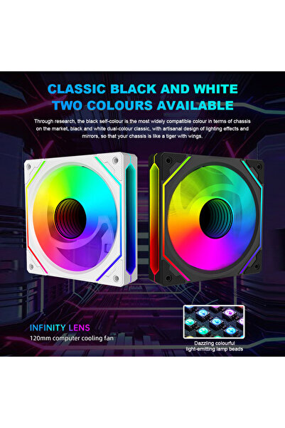 Generic مروحة تبريد علبة الكمبيوتر مقاس 120 مم، مروحة كمبيوتر صامتة ARGB 5 فولت 3 دبابيس و4 دبابيس PWM