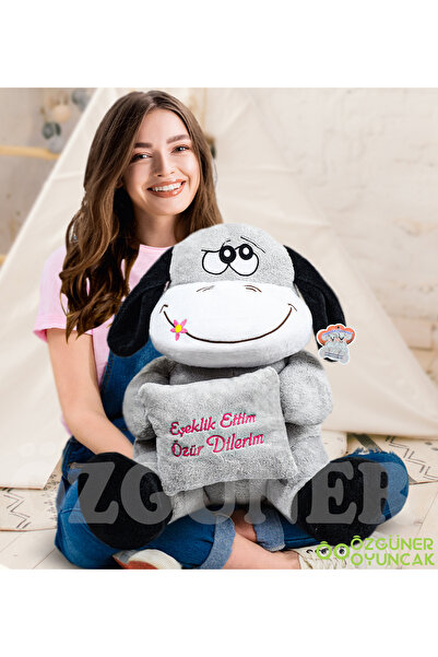 Özgüner Oyuncak 97 Cm Eşeklik Ettim Özür Dilerim Pelüş Eşeği (100% Yerli Üretim)