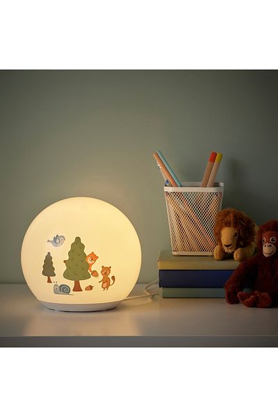 IKEA BRUMMIG LED table lamp, forest patterned