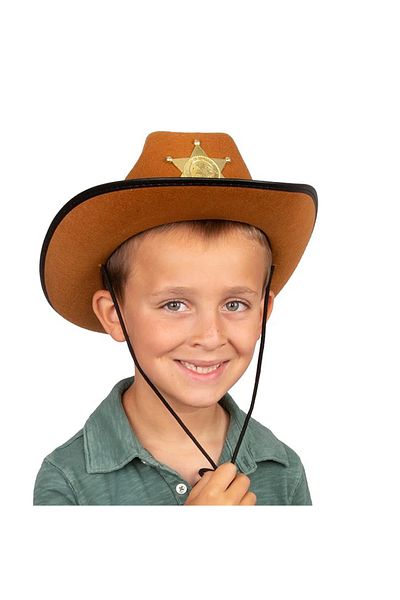 CEKAVE Cowboy Sheriff Hat Brown 12 Pcs - Costume, Party and Show Hat