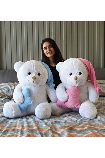 Özgüner Oyuncak 80 cm Plush Sleepy Bear with Pillow in Hand