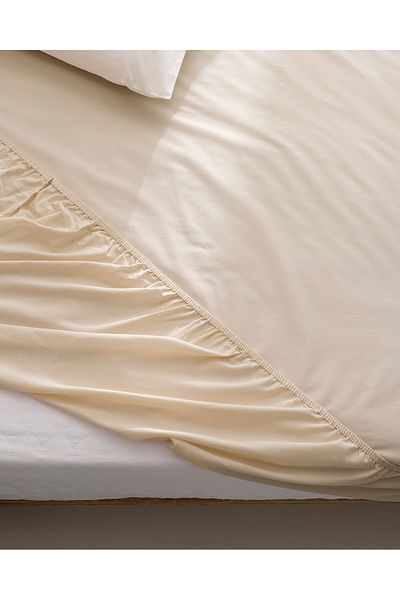 Madame Coco Manon Ranforce Spannbettlaken, 100 % Baumwolle, Kingsize, Beige