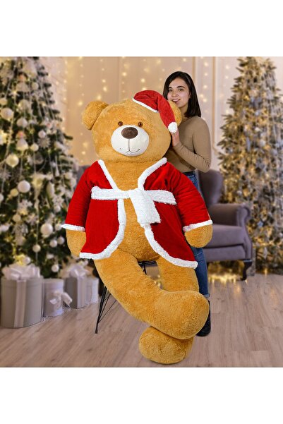 Özgüner Oyuncak 200 Cm Noel Baba Şapkalı Ayıcık Yeni Yıl ,yılbaşı Hediyesi