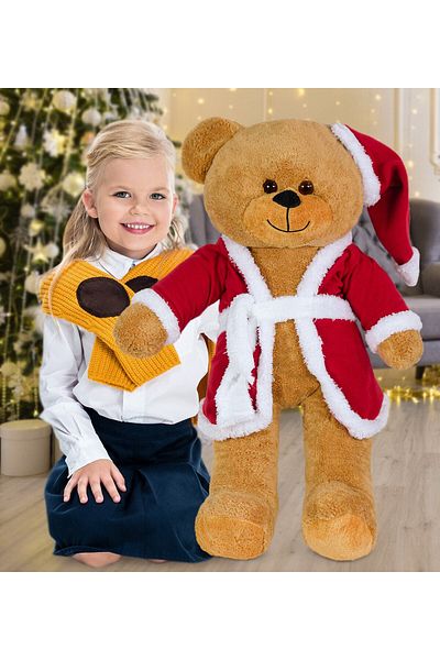 Pababo 80 cm Teddy Bear with Santa Claus Hat New Year, Christmas Gift