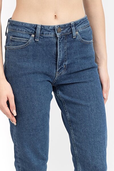 Calvin Klein Mid Rise Slim - Blue Kadın Jean Pantolon