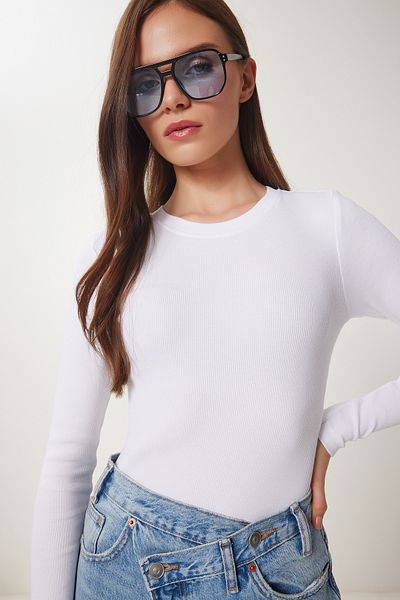 Lovelyİstanbul Basic Corduroy Forest Blouse White Lus0105