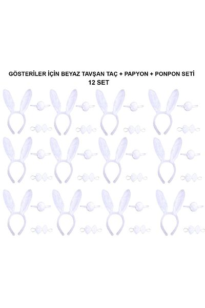 SİMYA TİCARET White Rabbit Costume Set – Crown, Bow Tie, Tail (Pack of 12)