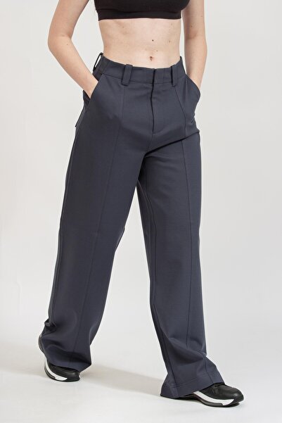 Calvin Klein Kadın Yüksek Bel Mavi Kumaş Pantolon