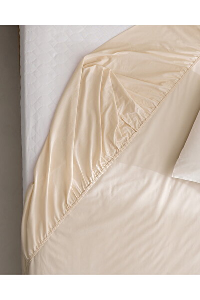 Madame Coco Manon Ranforce Spannbettlaken, 100 % Baumwolle, Kingsize, Beige