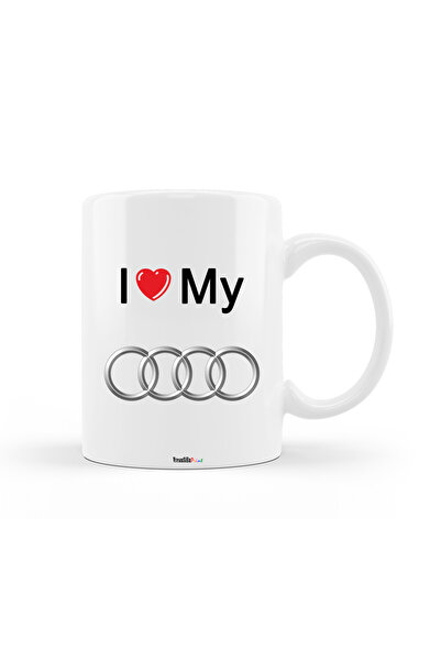 OEM Εξατομικευμένη λευκή κούπα "Λατρεύω το Audi μου", INOVATIX®. 330 ml