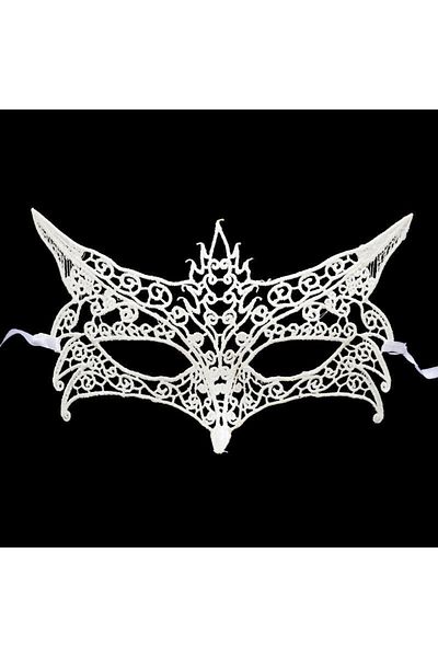 Skygo White Color Lace Cut Lace Embroidered Prom Party Mask No 7