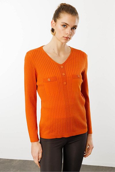 Desen Triko Πλεκτό και μπλούζα με λαιμόκοψη V - Oranจ Staj Women's Fit