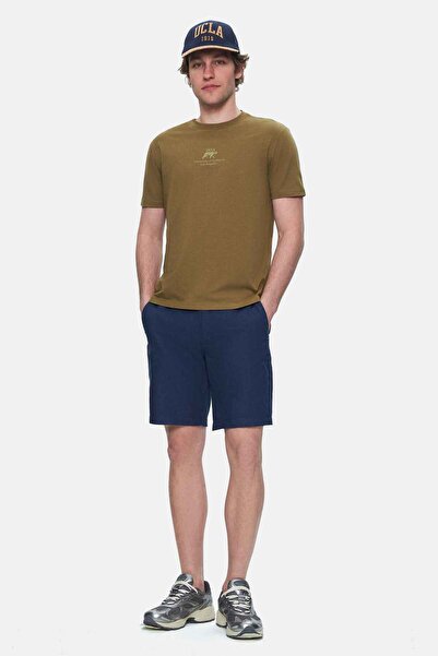 UCLA Fabio Dark Green Crew Neck Printed Standard Fit Men's Tshirt