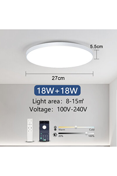 Choice مصباح سقف ذكي LED قابل للتغيير 36 واط مع حافة بيضاء، مصابيح سقف LED حد...